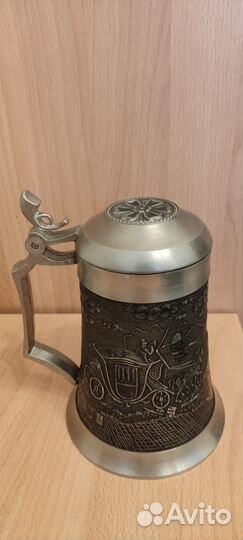 Оловянная пивная кружка с крышкой