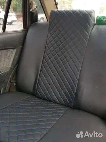 Чехлы Деу Нексия ромб синий до верха