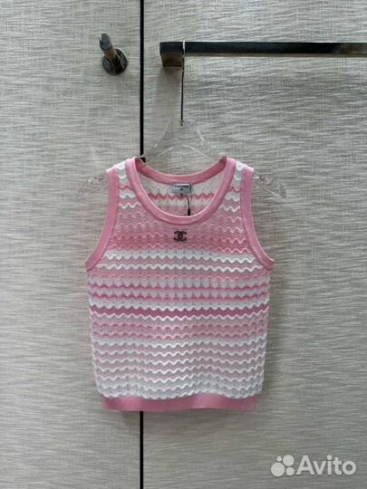 Розовая майка в полоску Chanel