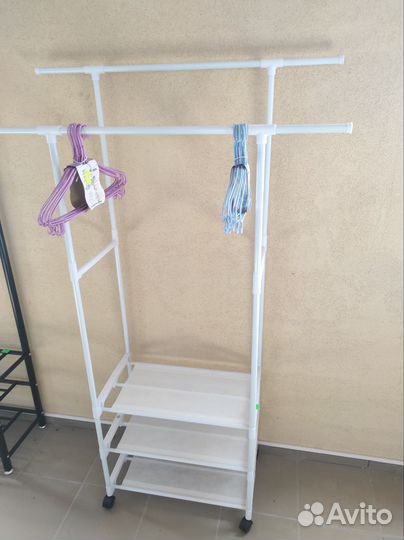 Вешалка с перекладинами и с полками для обуви