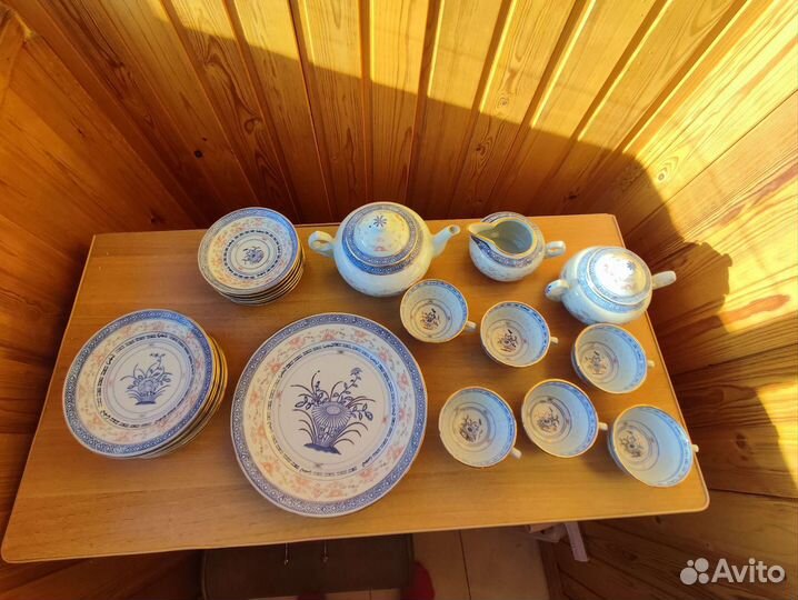 Чайный сервиз, рисовый фарфор, рисовое зерно