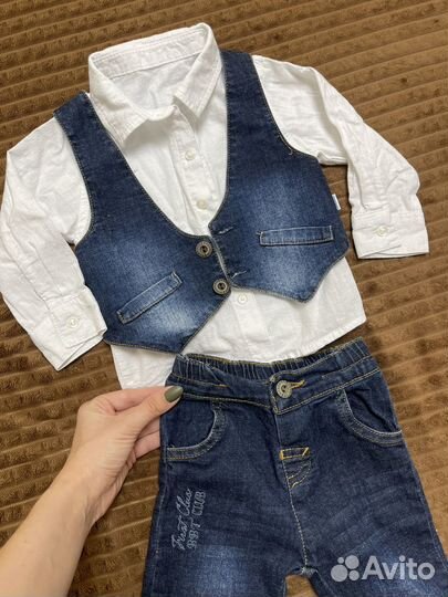 Нарядный костюм для мальчика джинсовый 80 размер