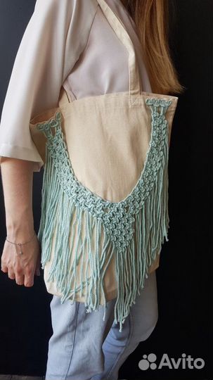 Сумка шоппер с макраме