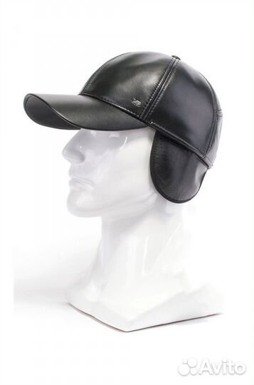 Бейсболка из кожи с мехом овчины