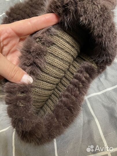 Шапка из вязаной норки