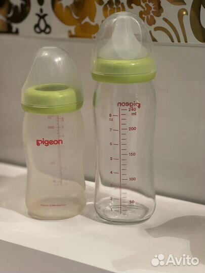 Pigeon бутылочка стекло + новые соски