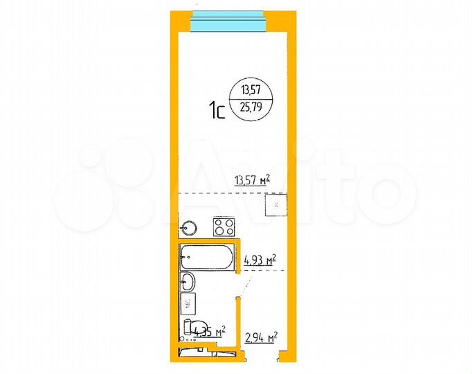 Апартаменты-студия, 25,8 м², 6/16 эт.