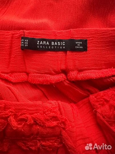 Брюки палаццо красные из вискозы S Zara