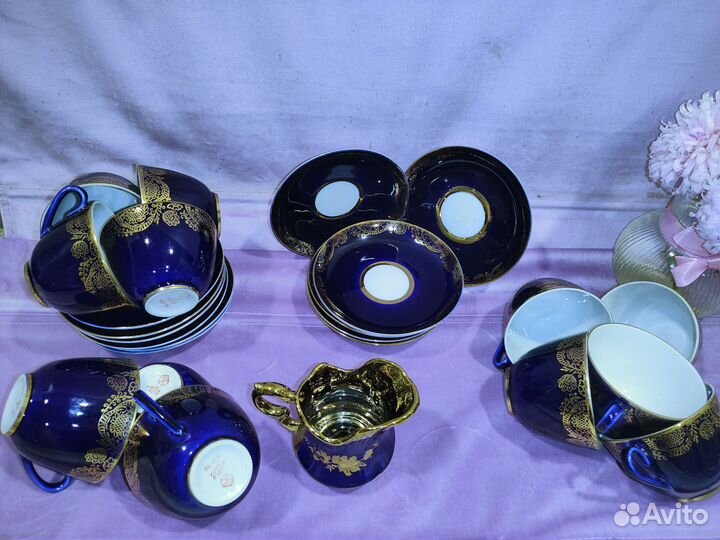 Чайный сервиз лфз кобальтовый новый