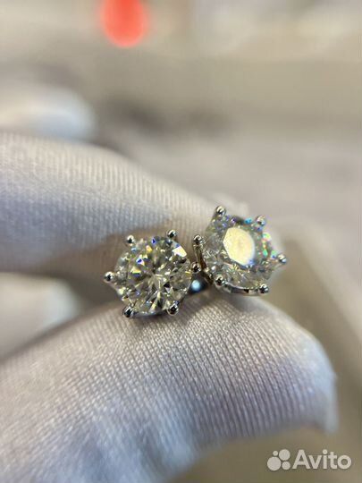 Серьги муассанит 1 ct