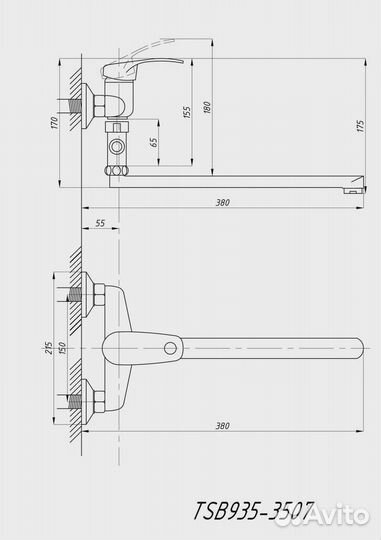 Смеситель для ванны tsarsberg tsb-935-3507 Хром