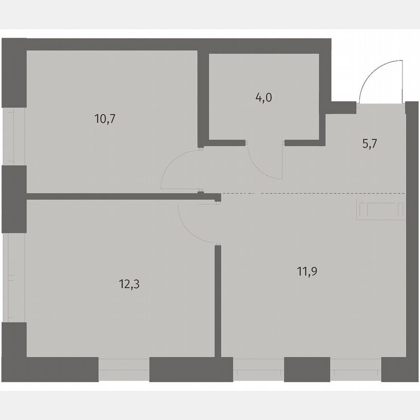 2-к. квартира, 44,8 м², 7/12 эт.