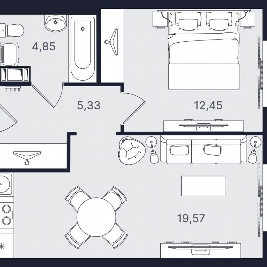 2-к. апартаменты, 42,2 м², 18/24 эт.