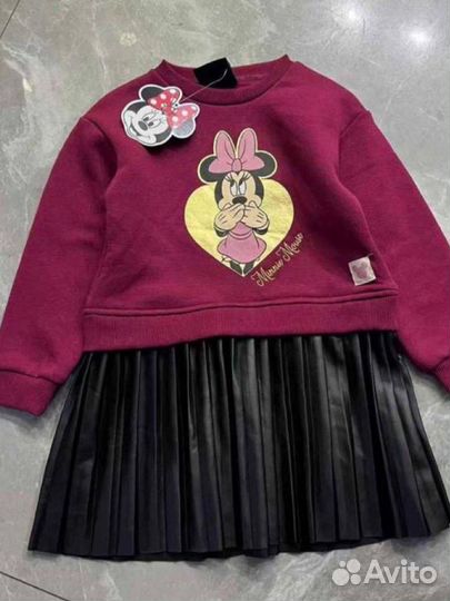 Платье с кожаными вставками 86-134