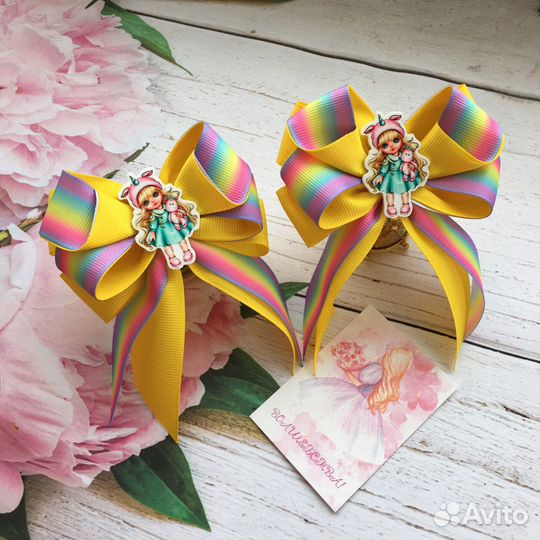 Бантики резинки с одуванчиками, с девочками