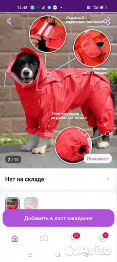 Дождевик для средней собаки