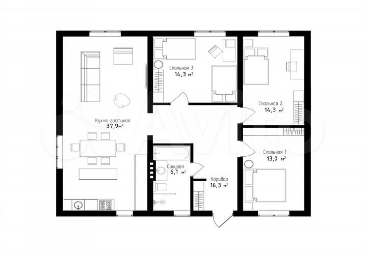 Дом 110 м² на участке 6 сот.