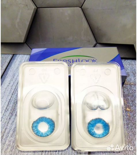 Линзы контактные цветные голубые