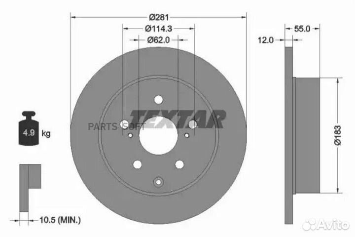 Textar 92162103 Тормозной диск