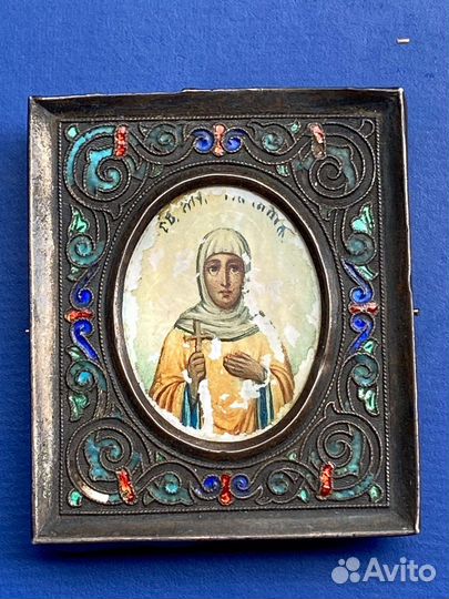 Икона Св.Муч.Наталья,серебро эмаль
