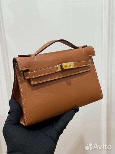 Женская сумка Hermes kelly pochette swift camel