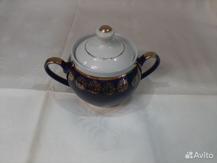 Фарфоровая сахарница кобальт Полонное