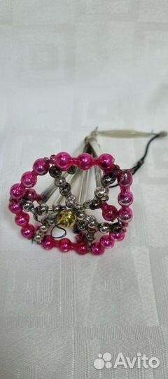 Ёлочная игрушка СССР. Стеклярус. Подвеска. № 2