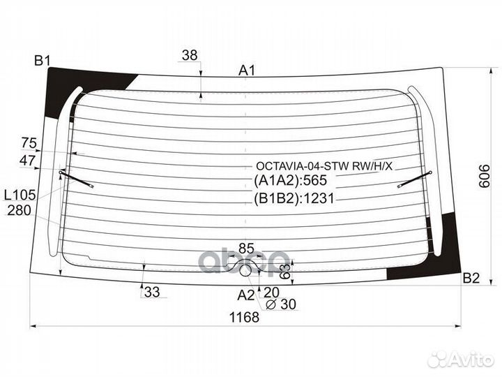 Стекло заднее с обогревом skoda octavia II 5D W