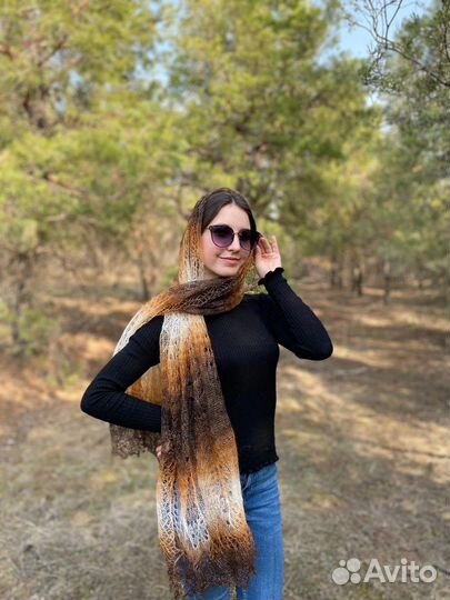 Палантин Ажурный пуховый из козьего пуха Подарок