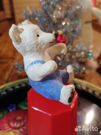 Елочная ватная (папье-маше) игрушка СССР. мишка