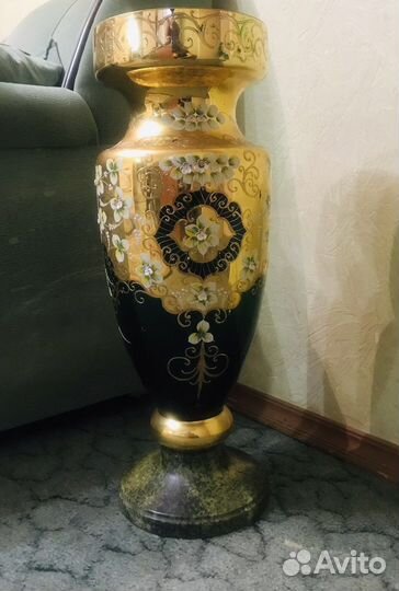 Напольная ваза богемское стекло Рококо