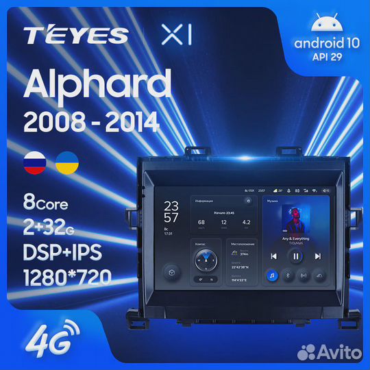Штатная магнитола Teyes X1 4G Alphard H20