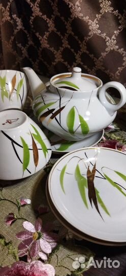 Чайные сервизы СССР Дулево Весенний и Песочное