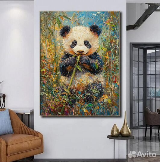 Большая картина на холсте игривая панда купить