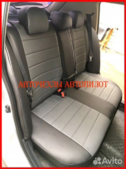 Чехлы Автопилот Nissan Tiida из экокожи чёрно-серы