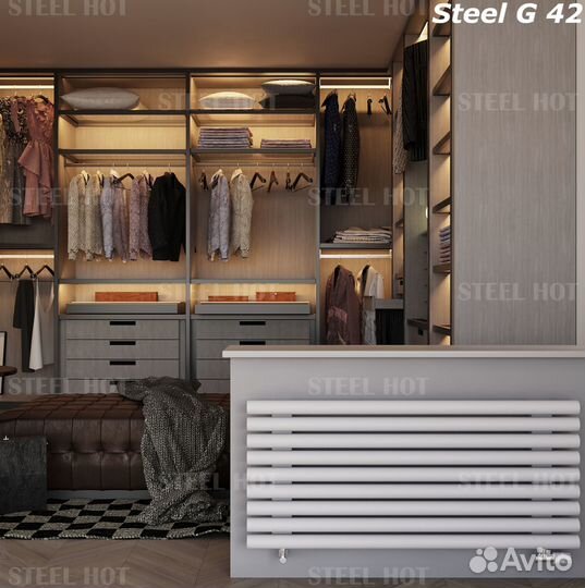 Горизонтальный дизайнерский радиатор Steel-Hot от
