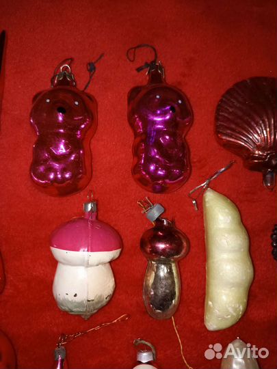 Стеклянные старинные ёлочные игрушки СССР