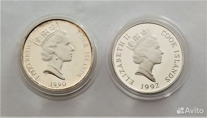 О-ва Кука 10 долларов 1990 г., 5 долларов 1992 г