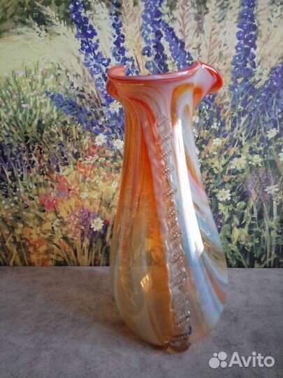 Ваза цветное гутное стекло