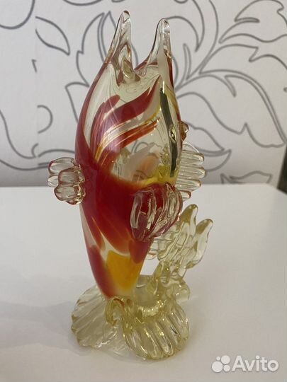 Статуэтка рыба цветное стекло СССР