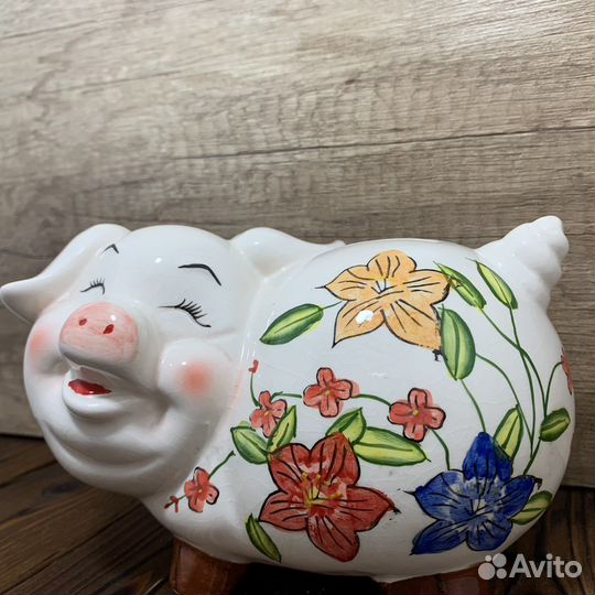 Копилка Свинка Фаянс Сделано В СССР Ретро К