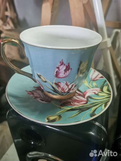 Чашка с блюдцем фарфор