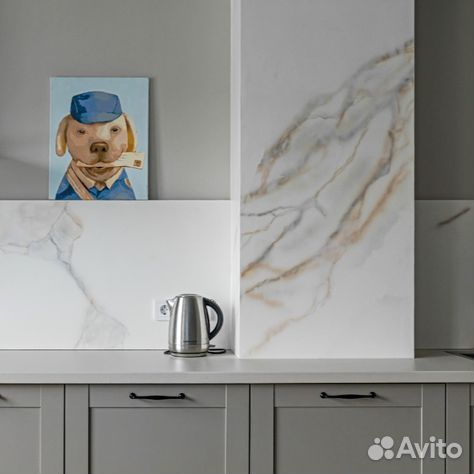 Кухня прямая серая