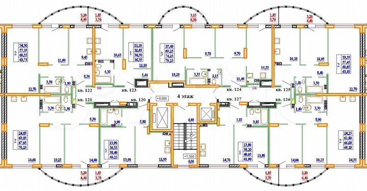 2-к. квартира, 70,3 м², 4/14 эт.