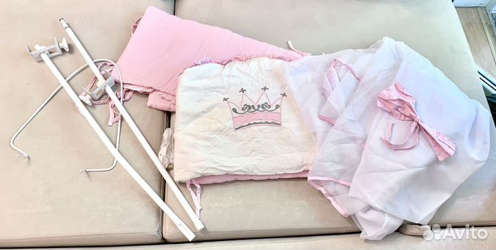 Набор в детскую кровать/бортики,балдахин,держатель