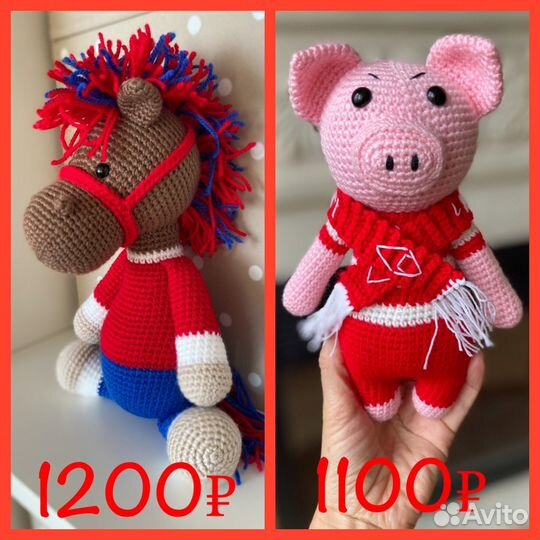 Вязаные игрушки Дракон Зайка Кот Лев Мишка Жираф