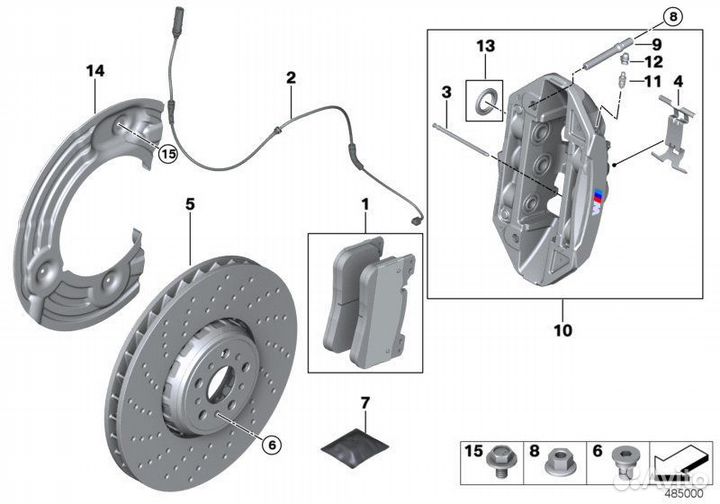 Тормозные колодки передние керамика BMW M Carbon