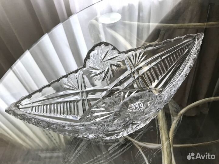 Ваза Ладья Хрустальная Хрусталь СССР Салатник
