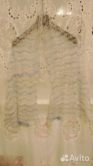 Новый пуховый ажурный палантин ручной вязки