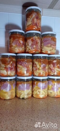 Консервы: картофель с мясом тушëные/ суп с мясом